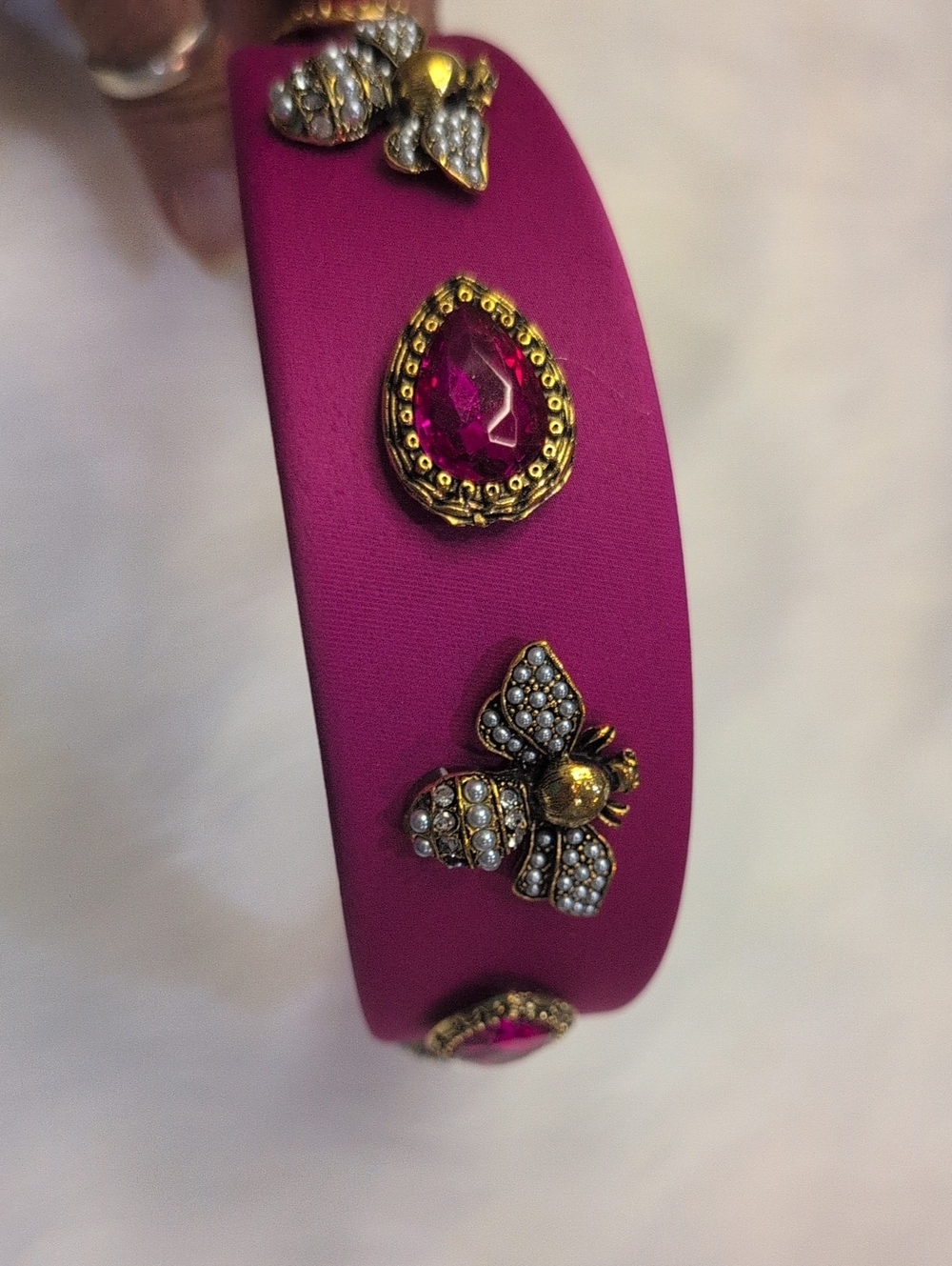Fuchsia Bee & Teardrop Crystal Headband